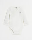 "Love" embroidered long-sleeved twill bodysuit in ecru IKA 23 / 23IV2453NL3001