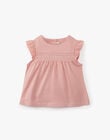Girls' short-sleeved smocked top in baby pink ALUCIA 20 / 20VU1922N0CD329
