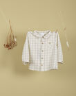 Boys' vanilla checkered shirt TIBALT 19 / 19VU2021N0A114