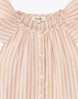 Girls' short-sleeved blouse with copper Lurex stripes ANALA 20 / 20VU1926N09307