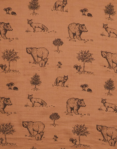 Lange 60 x 60 cm Bear motif in organic cotton gauze OURSANGE-EL / PTXQ6311NAAI821