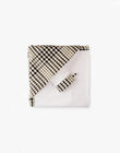 Unisex hooded towel with black and vanilla checked gingham AUBIN-EL / PTXQ6311N73114