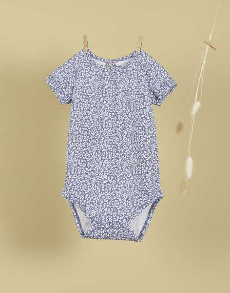 Girl's indigo print short-sleeved bodysuit TALETTE 19 / 19VU1932N70703