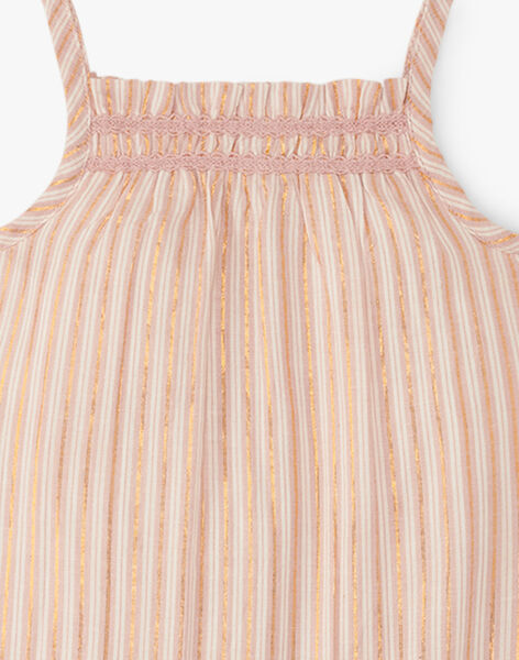 Girls' soft rose and copper Lurex striped jumpsuit ALOHA 20 / 20VU1922N26307