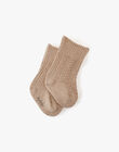 Girls' knit knee socks in vanilla and gold AUJULIE 20 / 20PV7018N47114