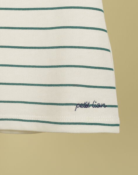 Boys' petit lion vanilla T-shirt with green stripes TITUS 19 / 19VU2033N0E114