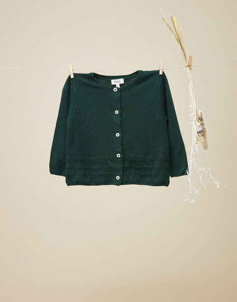 Girls' green knit cardigan VEDALONY 19 / 19IU1921N11631
