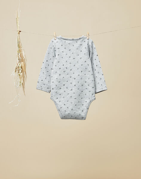 Baby boy heather gray long-sleeve bodysuit T-shirt VADROUILLE 19 / 19IU2014N67114