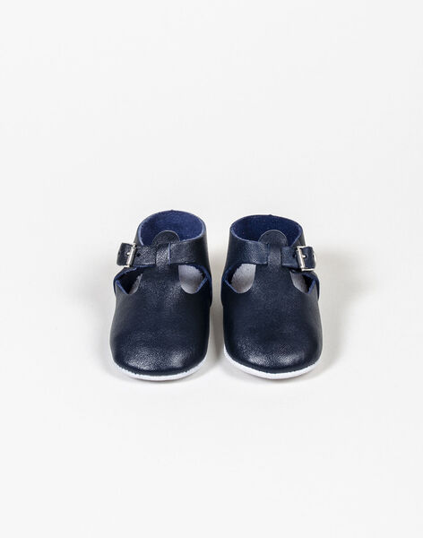 Customisable leather slippers Navy Blue WEBCHAUSMAR713