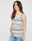 Organic maternity tank top with multicoloured stripes MLNEWAURA TOP / 19VW2682N3E099