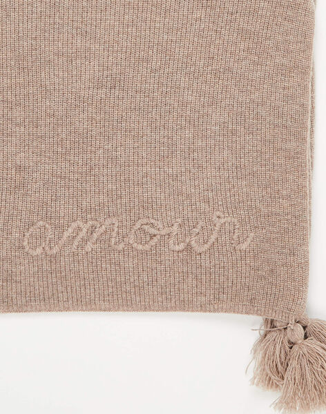 Merino wool blanket with "amour" embroidered tassels ILICHO 23 / 23IV7054NL1I816
