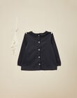Girls' black long-sleeve smocked T-shirt VADAZIANE 19 / 19IU1911N0C090