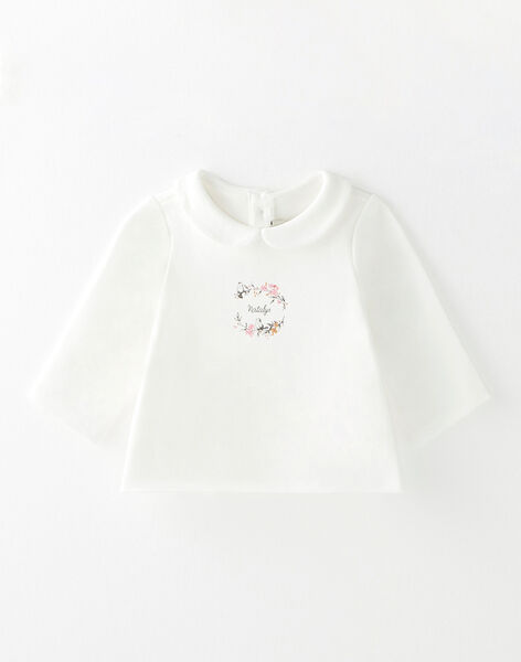 Girl T-shirt in pima vanilla cotton interlock and small pattern BAELYS 20 / 20IV2251N0F114