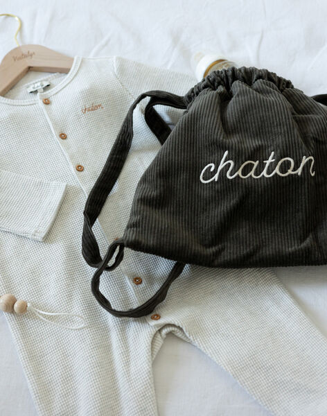 Crèche Bag Enbred Green Chaton in velvet DELVIN-EL / PTXQ6411NA7600