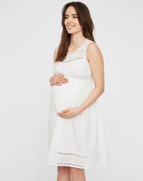 Embroidered white maternity dress MLANGIE DRESS / 19VW268AN18000