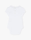 Girl's bodysuit with collar and short sleeves in white pima cotton ASTELLA-EL / PTXV2212N29000