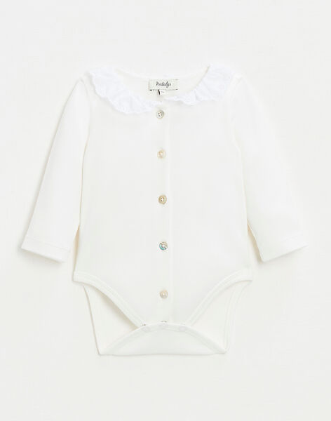 Body with embroidered collar in organic cotton