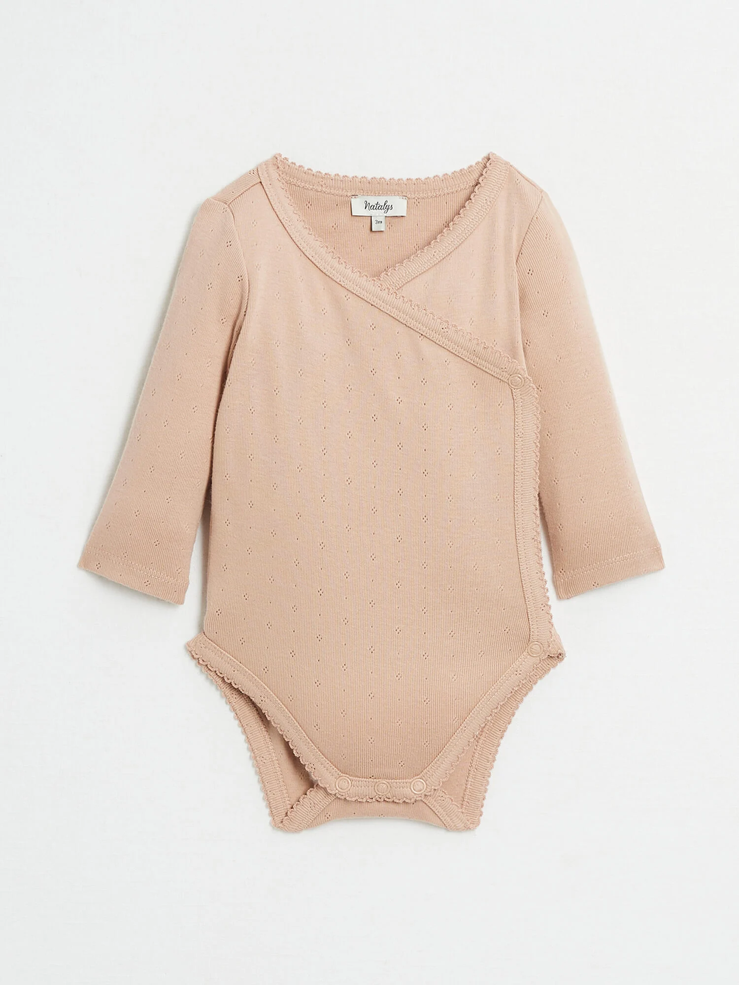 Long-sleeved openwork double-breasted bodysuit