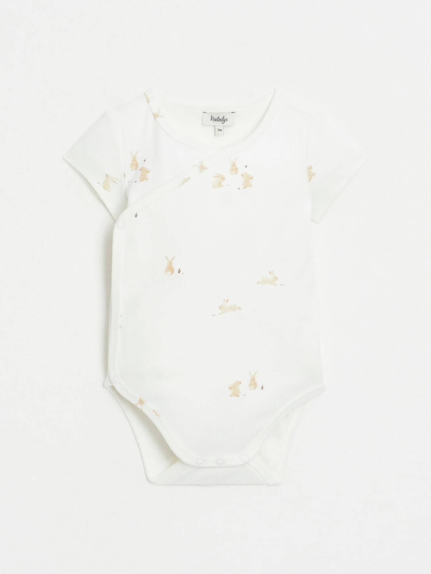 Double-breasted bodysuit with rabbit print